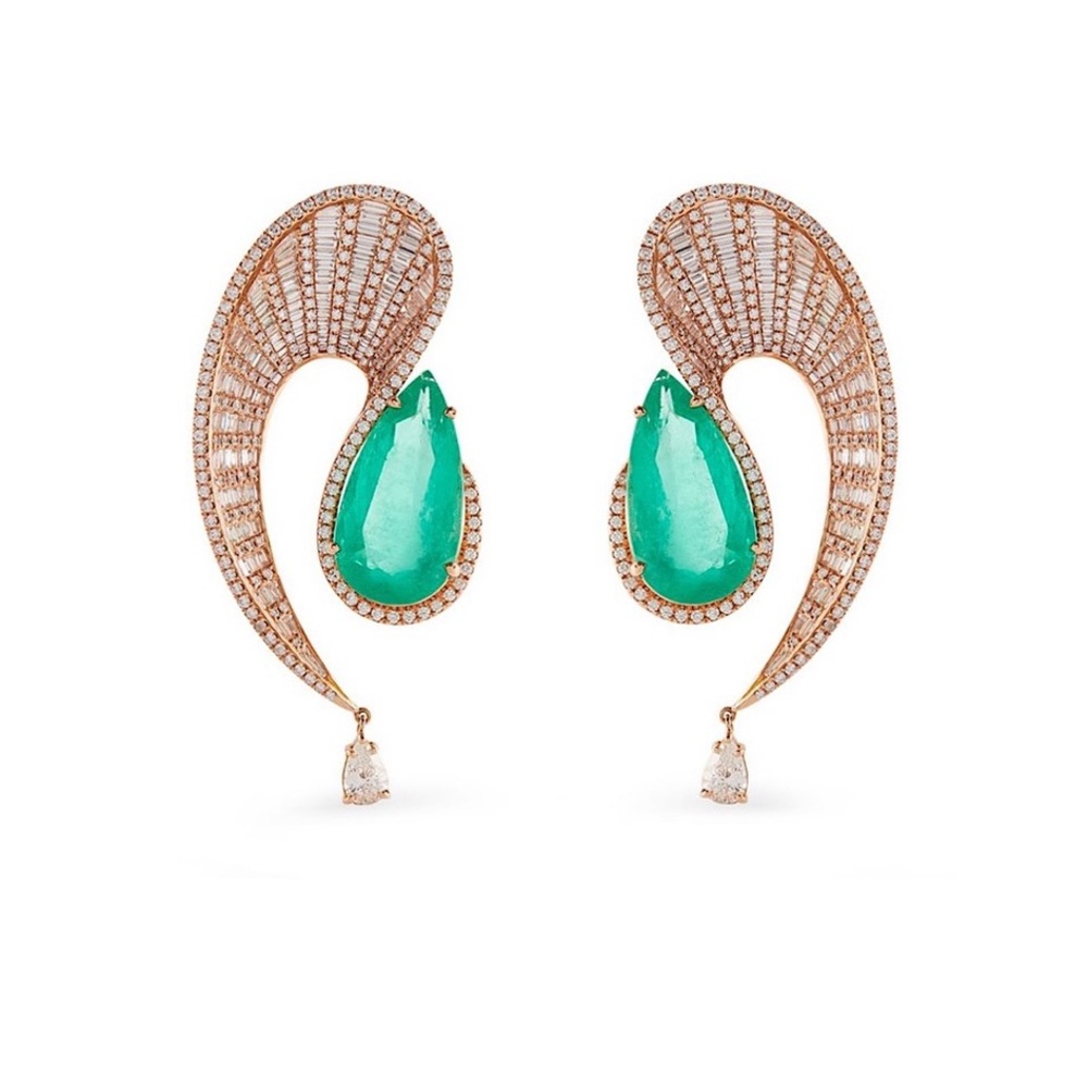 18k Emerald Talay Earrings - Picture 5 of 9